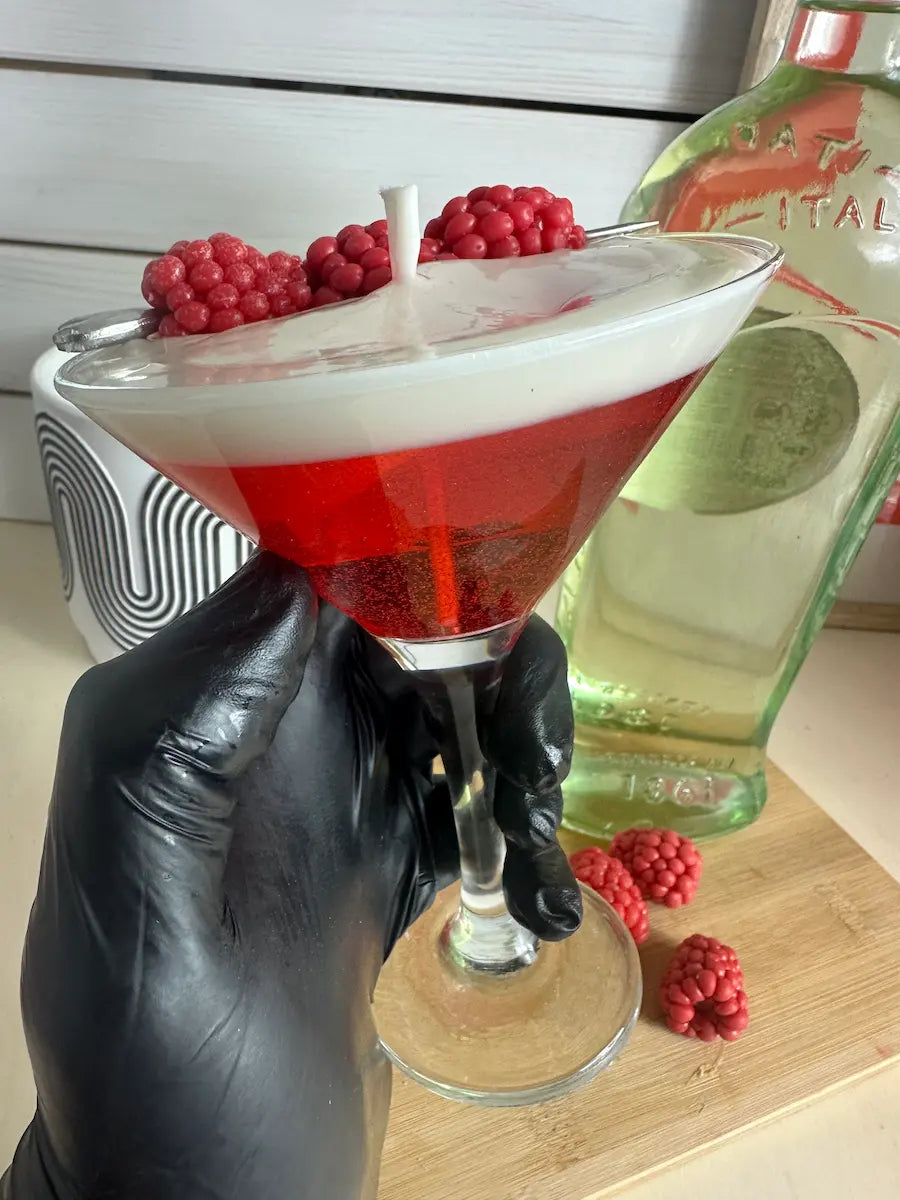 Raspberry Martini – Handgemachte Cocktailkerze mit Himbeerduft