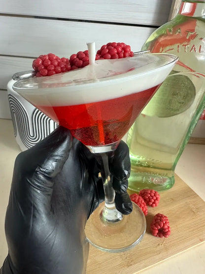 Raspberry Martini – Handgemachte Cocktailkerze mit Himbeerduft