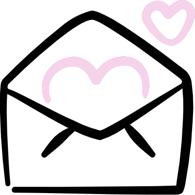 Icon eines Umschlags mit Herzen – symbolisiert einzigartige Kerzen-Designs und saisonale Highlights